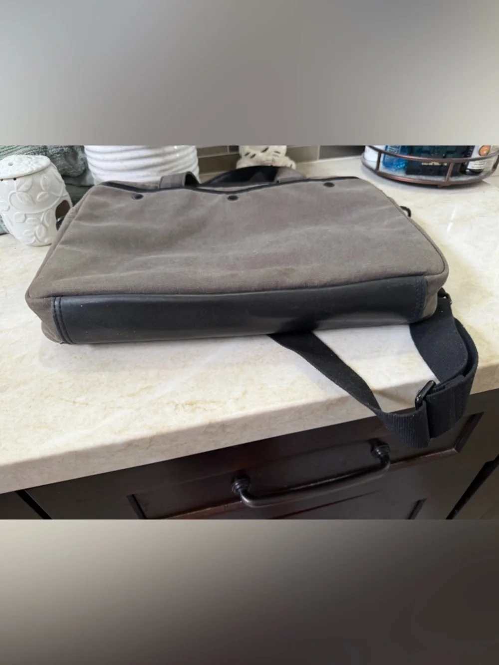 All Saints canvas and leather laptop bag